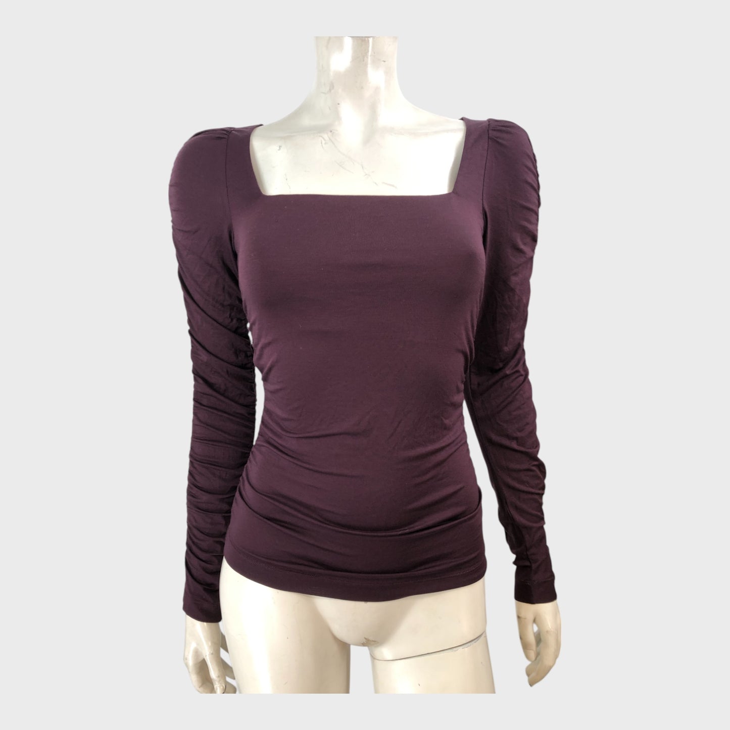 Branded Burgundy Ruched Top - Size 8