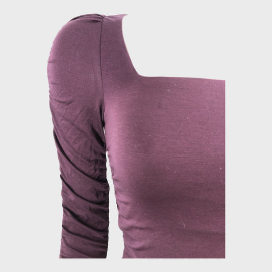 Branded Burgundy Ruched Top - Size 8