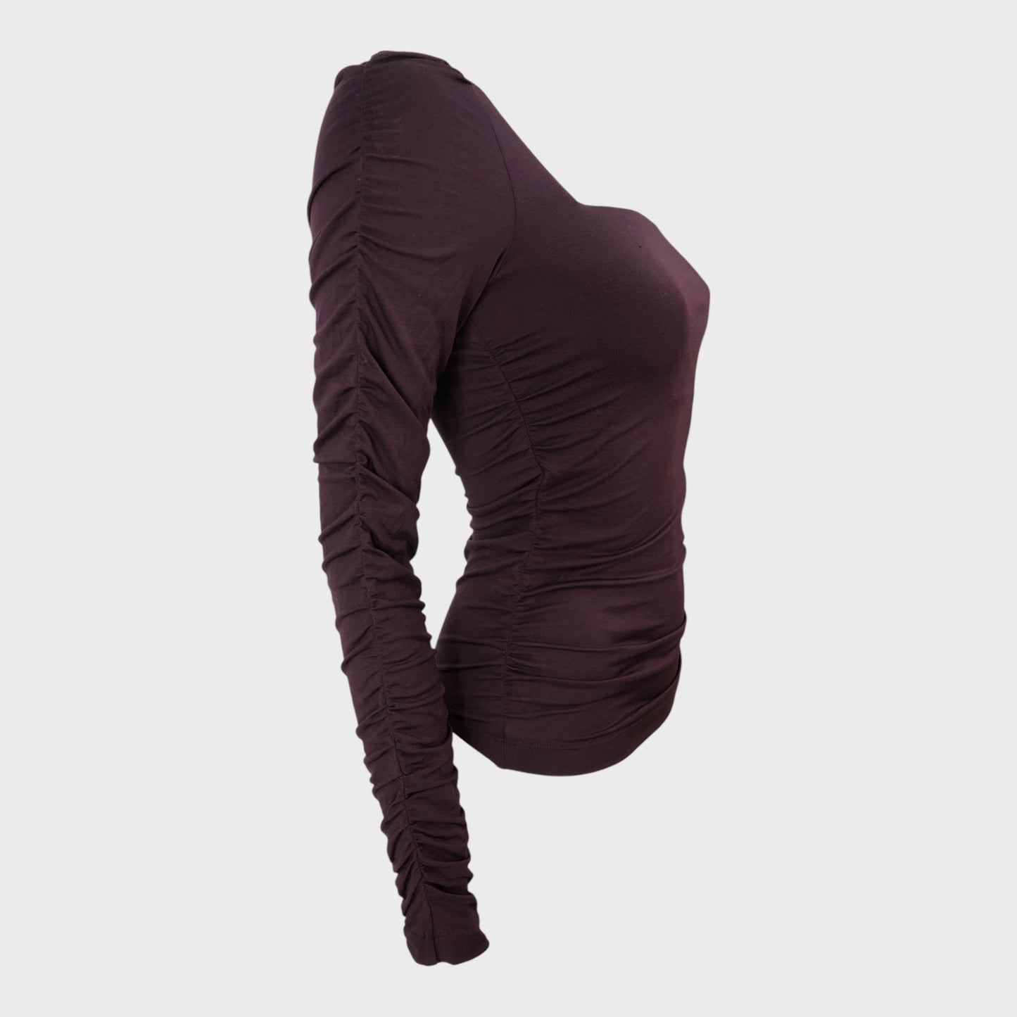 Branded Burgundy Ruched Top - Size 8