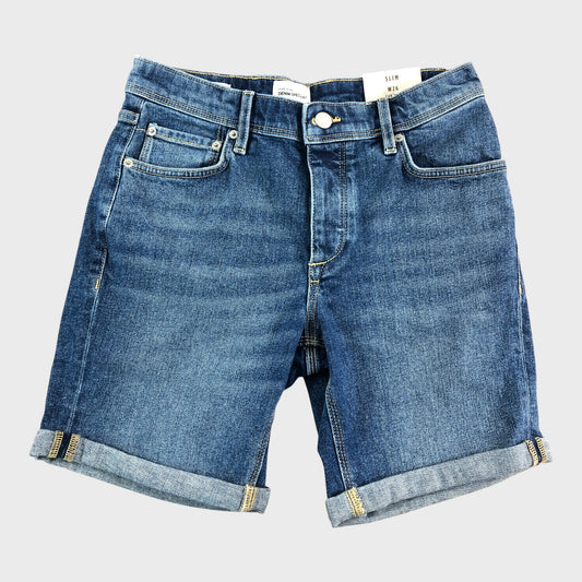 RIVER ISLAND Blue Denim Slim Shorts W26