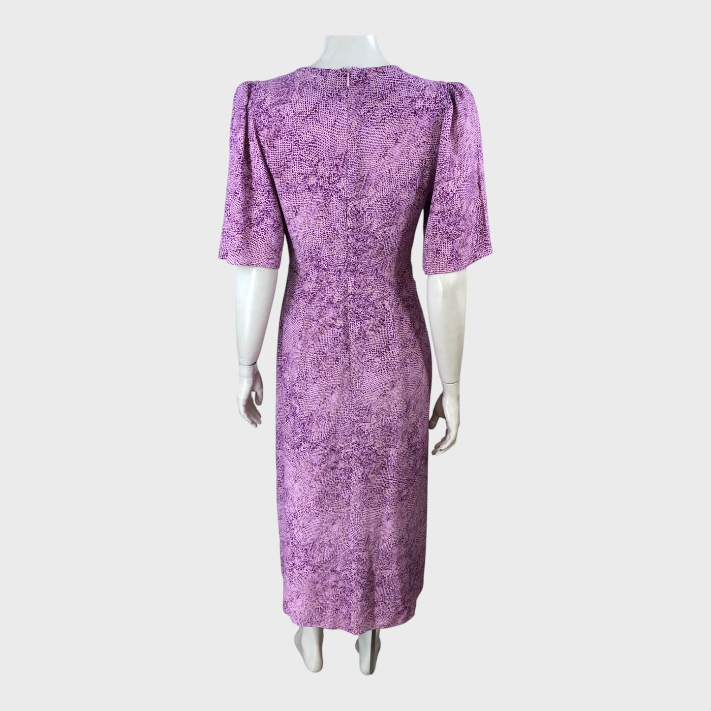 Branded Pink Snake Print Midi Dress - Size 8