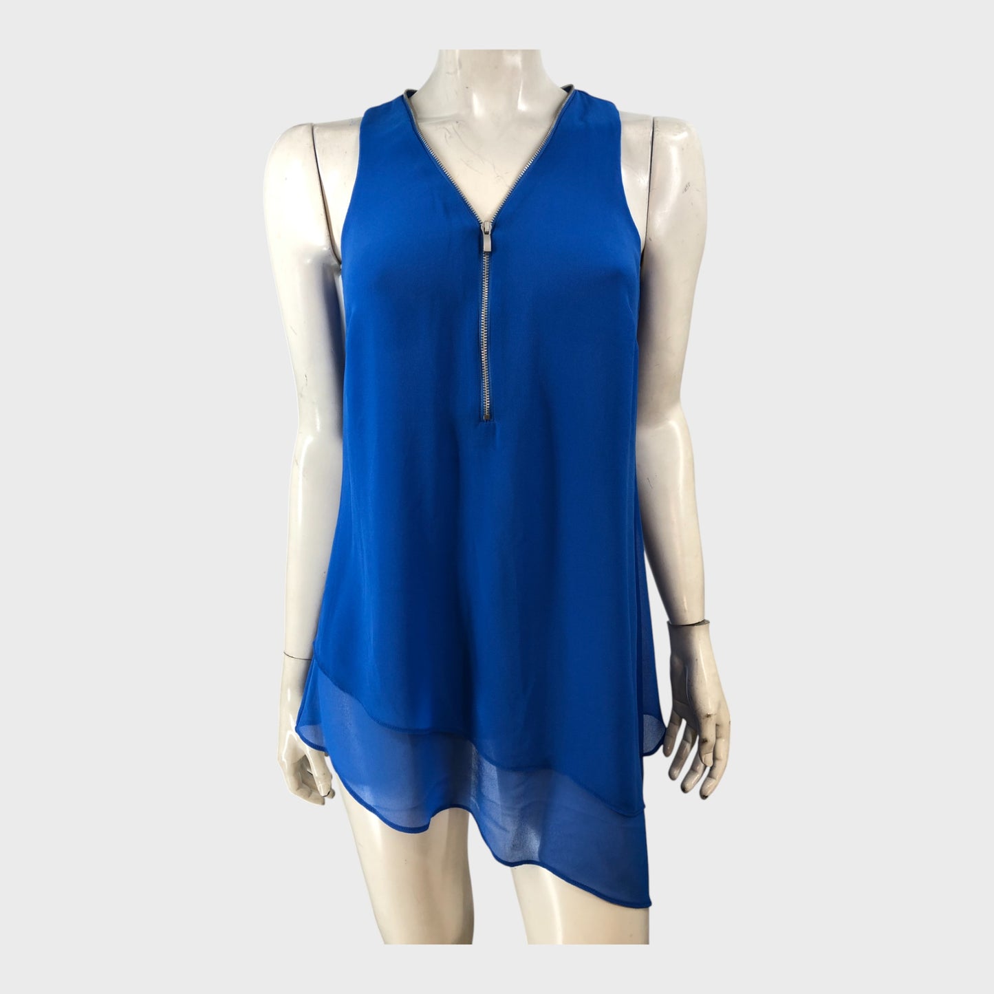 Branded Blue Asymmetric Zip Top - Size 6