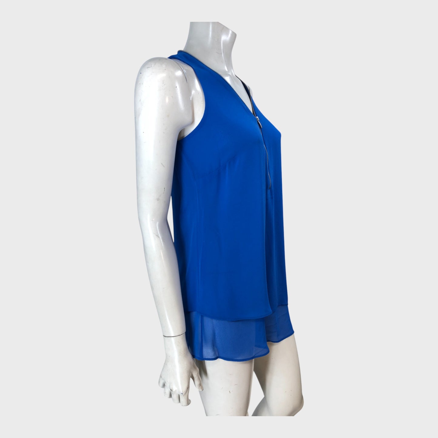 Branded Blue Asymmetric Zip Top - Size 6