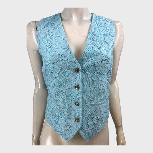Branded Blue Lace Waistcoat - Size 8