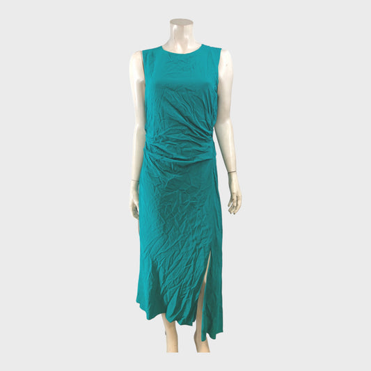 Reiss Turquoise Asymmetric Side Midi Dress