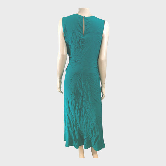 Reiss Turquoise Asymmetric Side Midi Dress