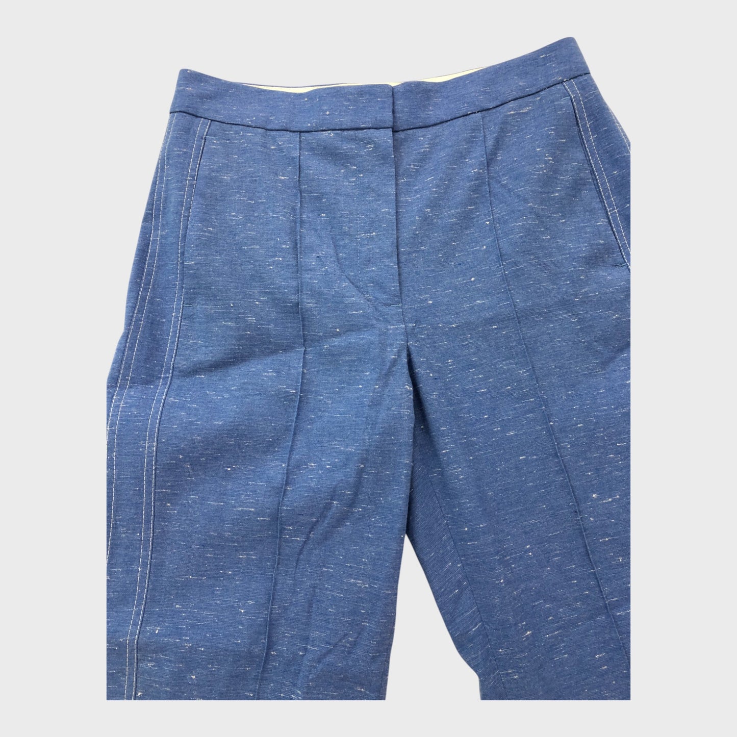 Branded Blue Textured Trousers - Size 8