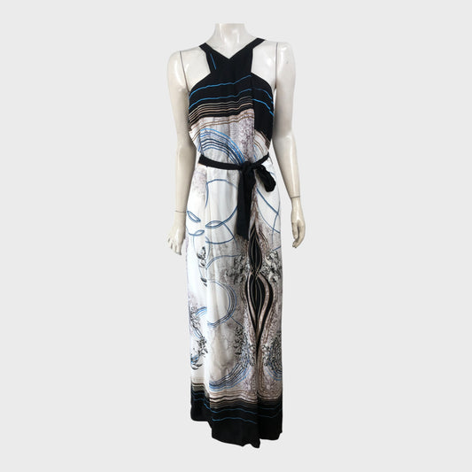 Reiss Black/Multi Jewel Print Maxi Dress - Size 10
