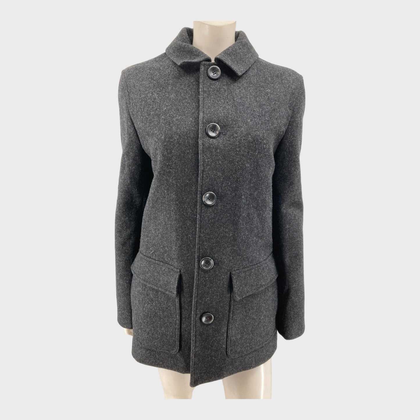 Branded Black Wool Coat