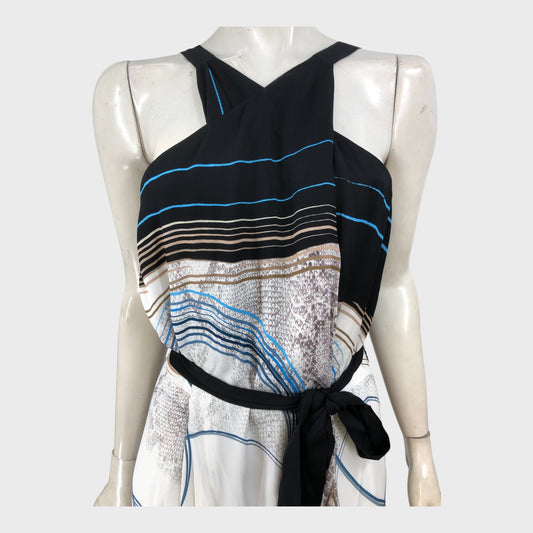 Reiss Black/Multi Jewel Print Maxi Dress - Size 10