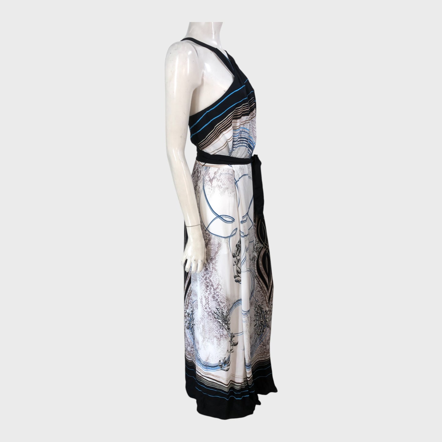 Reiss Black/Multi Jewel Print Maxi Dress - Size 10
