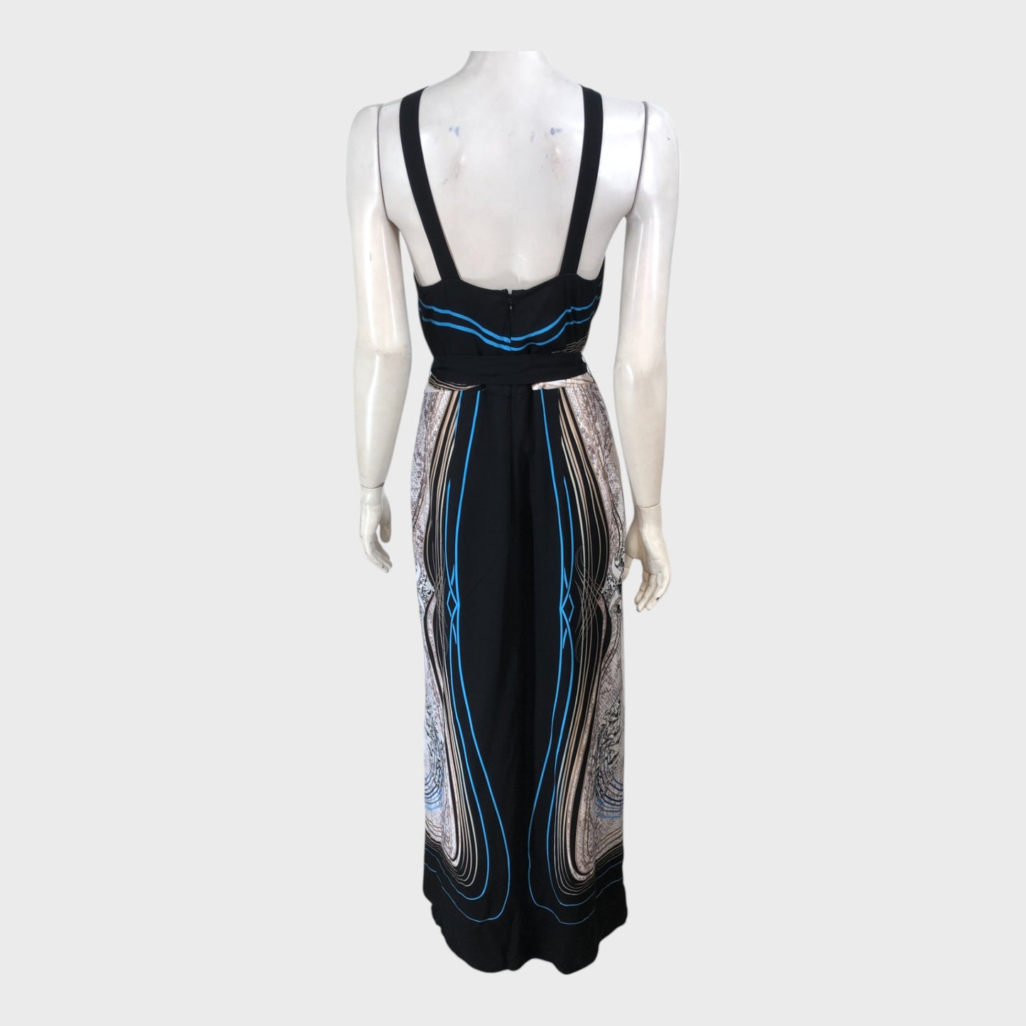 Reiss Black/Multi Jewel Print Maxi Dress - Size 10