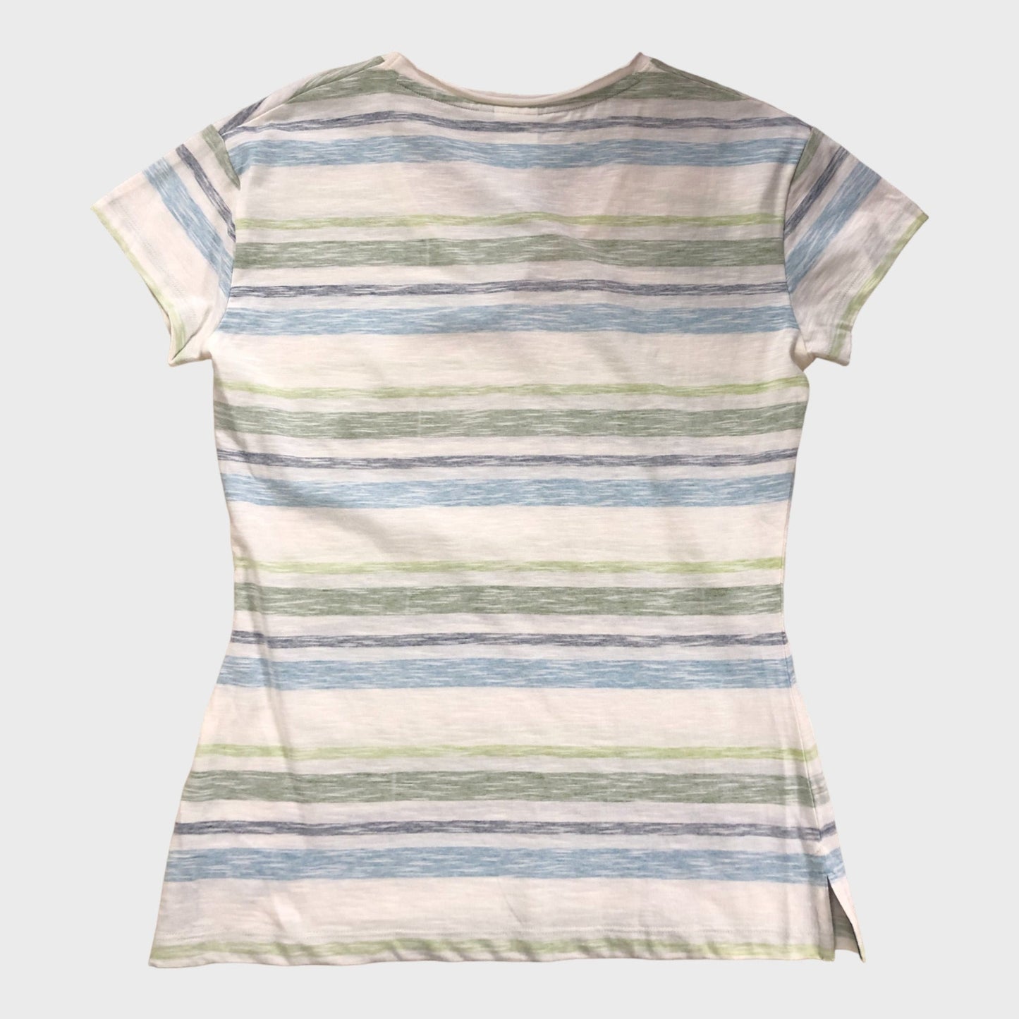 Light Wash Green & White Striped T-Shirt