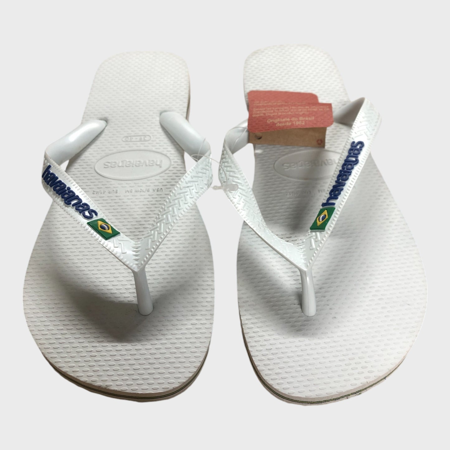 White Havaianas  Brazil Logo Flip Flops