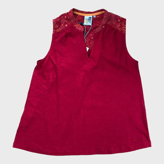 Organic Cotton Red Vest with Geometric Print