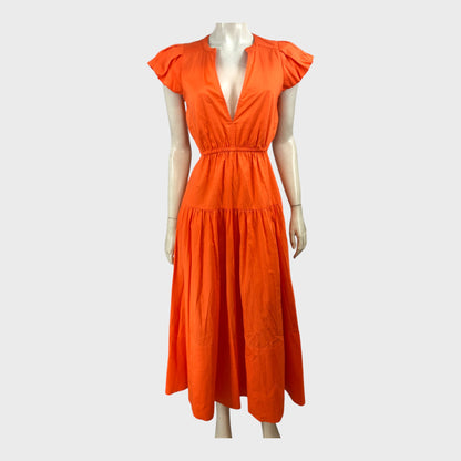Branded Orange Cut Out Maxi Dress - Size 8
