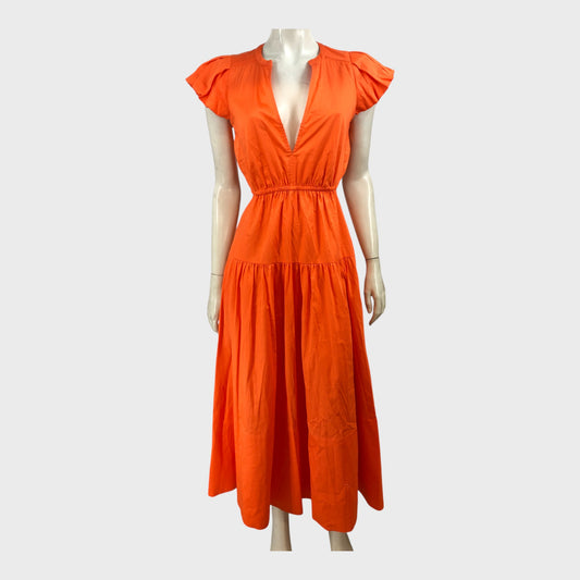 Branded Orange Cut Out Maxi Dress - Size 8