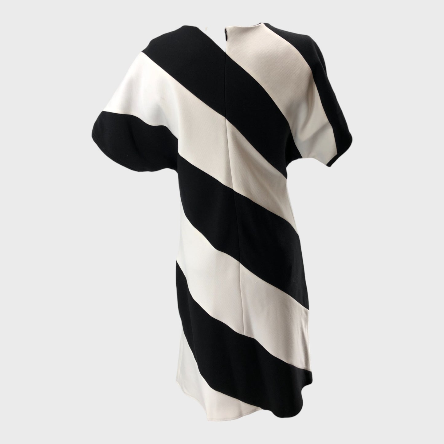 Black & White Asymmetric Stripe Midi Dress