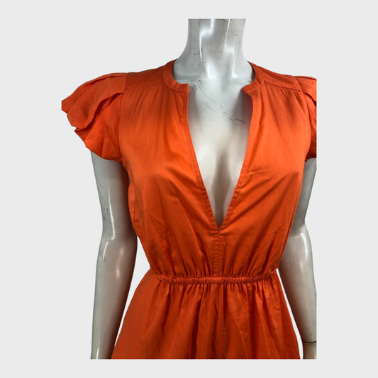 Branded Orange Cut Out Maxi Dress - Size 8