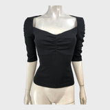 Branded Black Sweetheart Neck Top - Size 8