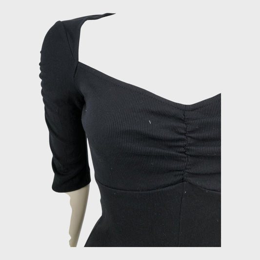 Branded Black Sweetheart Neck Top - Size 8