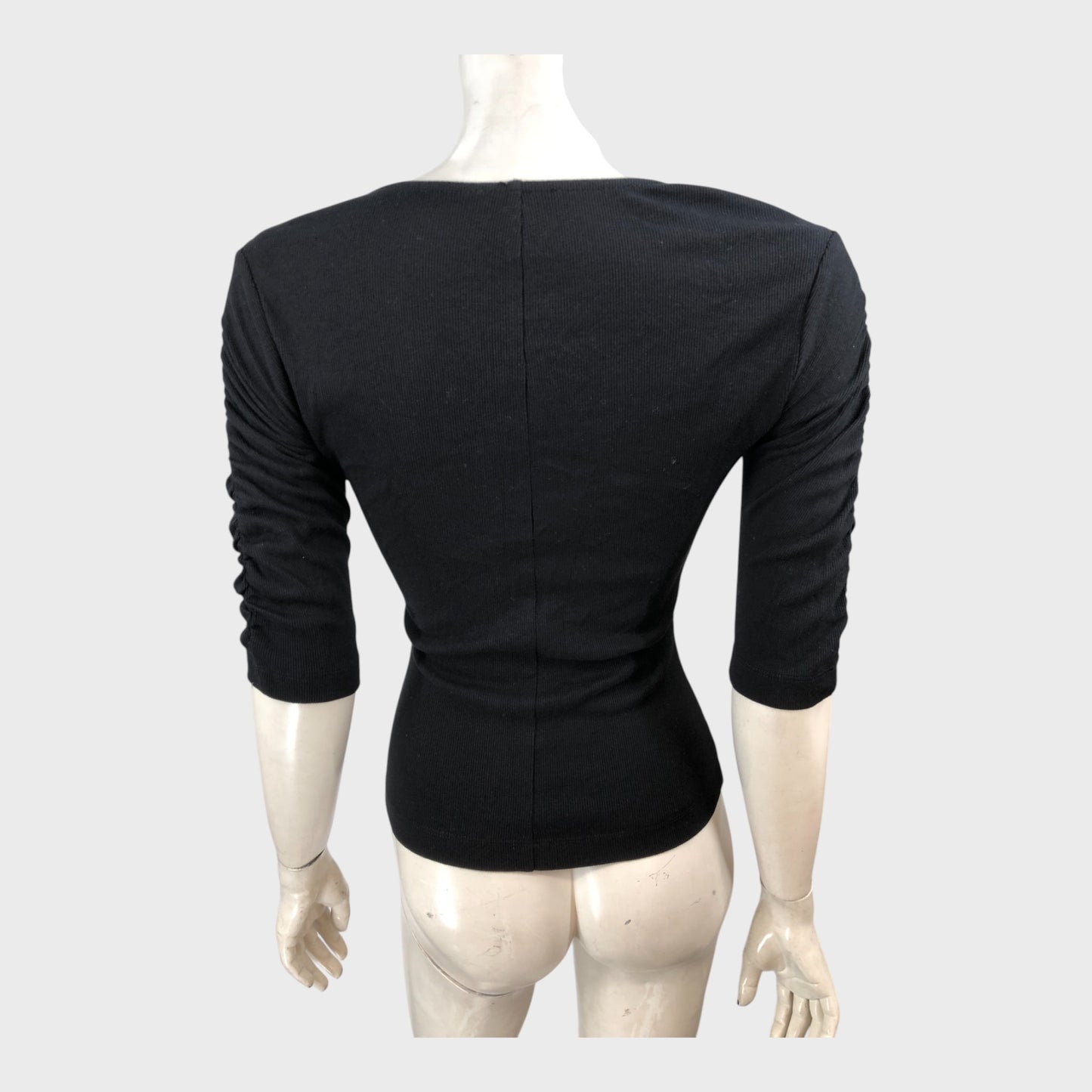Branded Black Sweetheart Neck Top - Size 8
