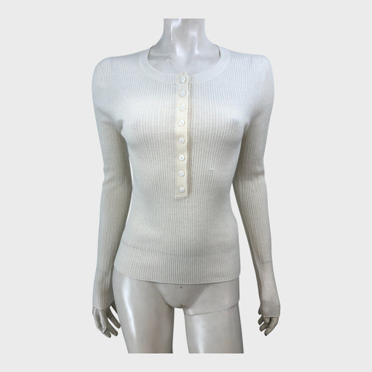 Branded Cream Cashmere Top - Size 8