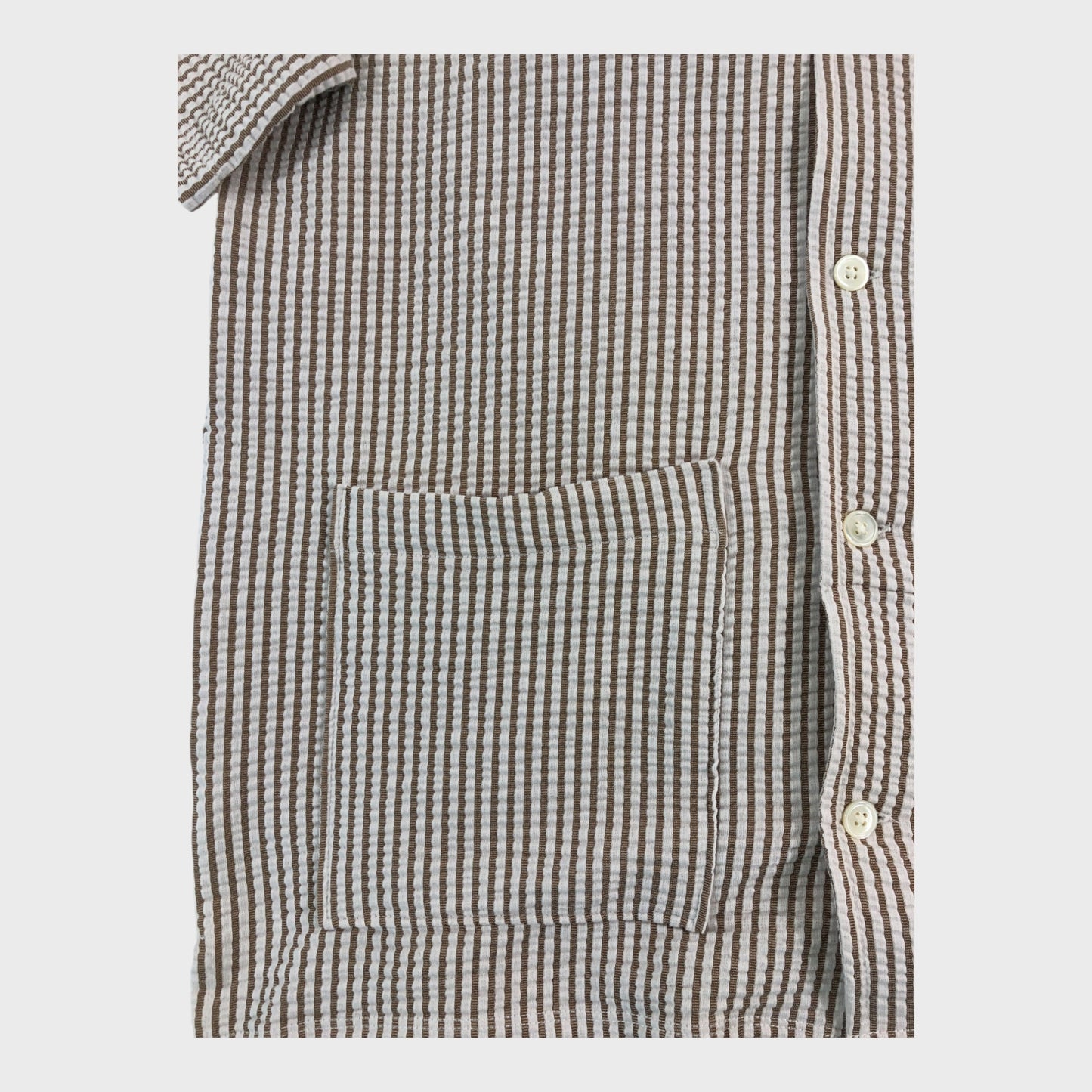 Todd Snyder Brown Striped Seersucker Shirt - Size Medium