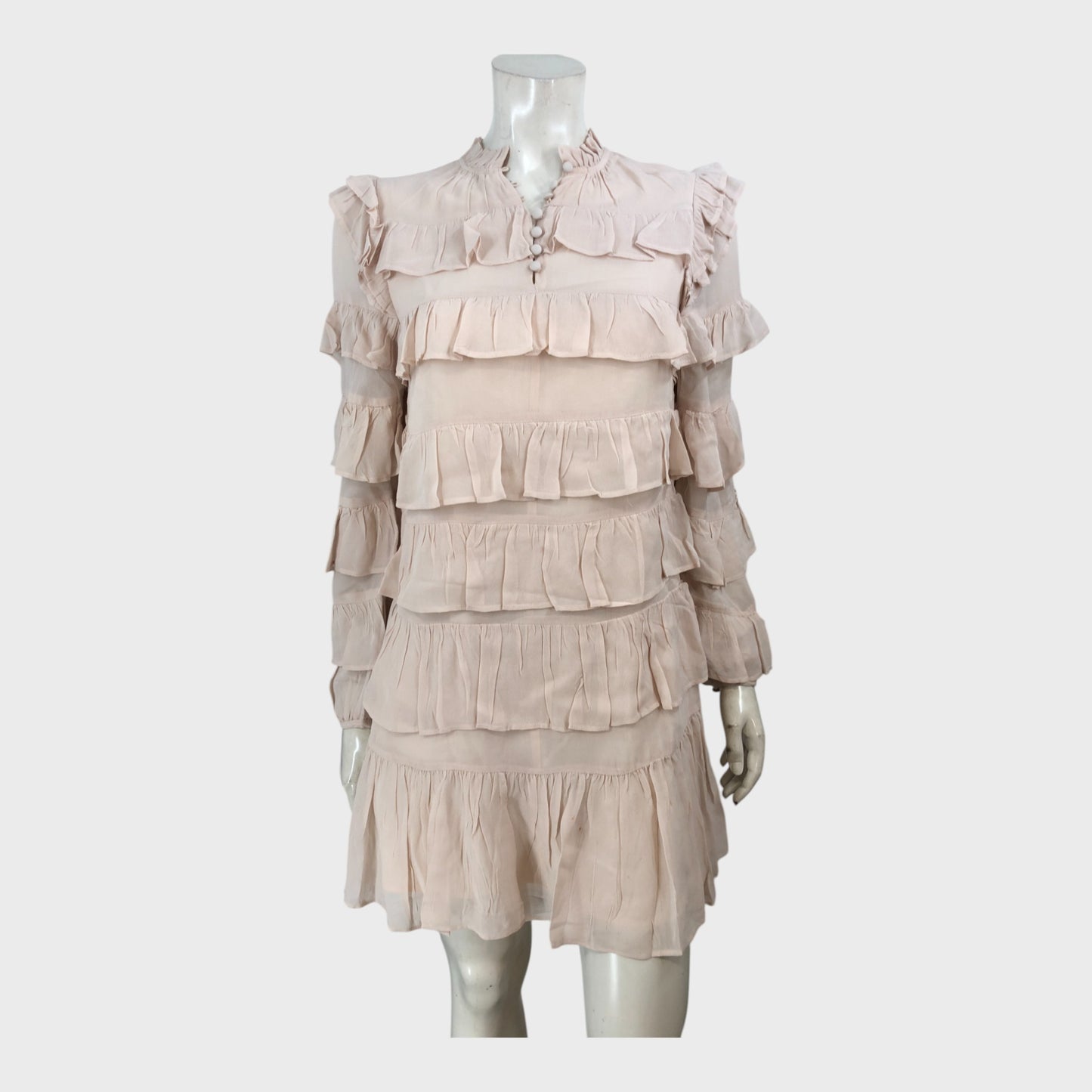 Branded Ruffled Tiered Mini Dress - Size 8