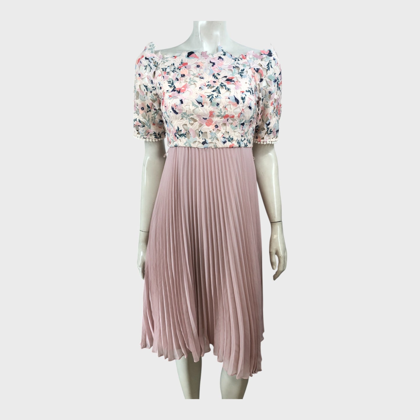 Branded Petite Buttermilk Lace Bardot Dress