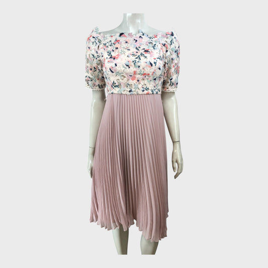 Branded Petite Buttermilk Lace Bardot Dress - Size 8