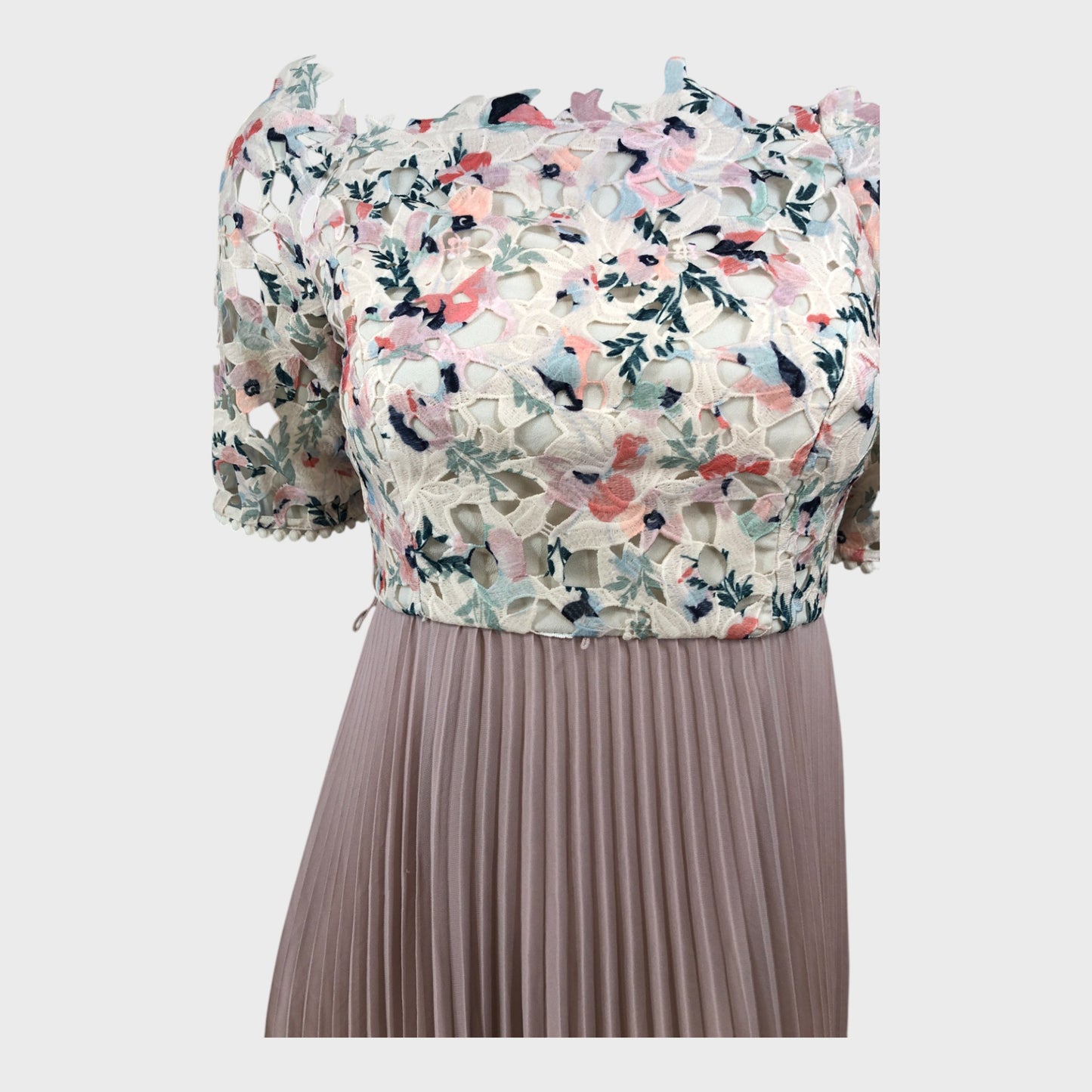 Branded Petite Buttermilk Lace Bardot Dress