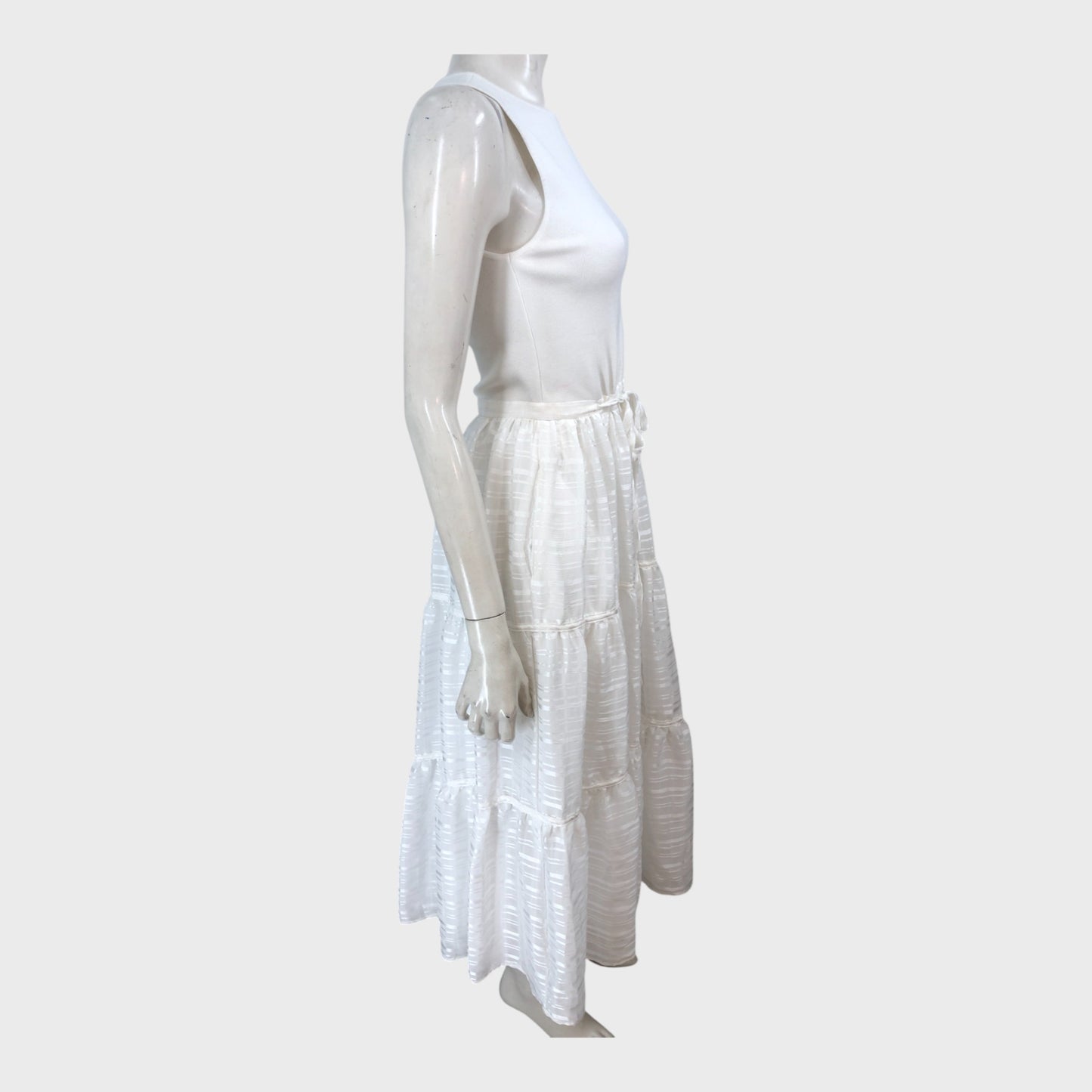 Ted Baker Ivory Knit Bodice Midi Dress - Size 8