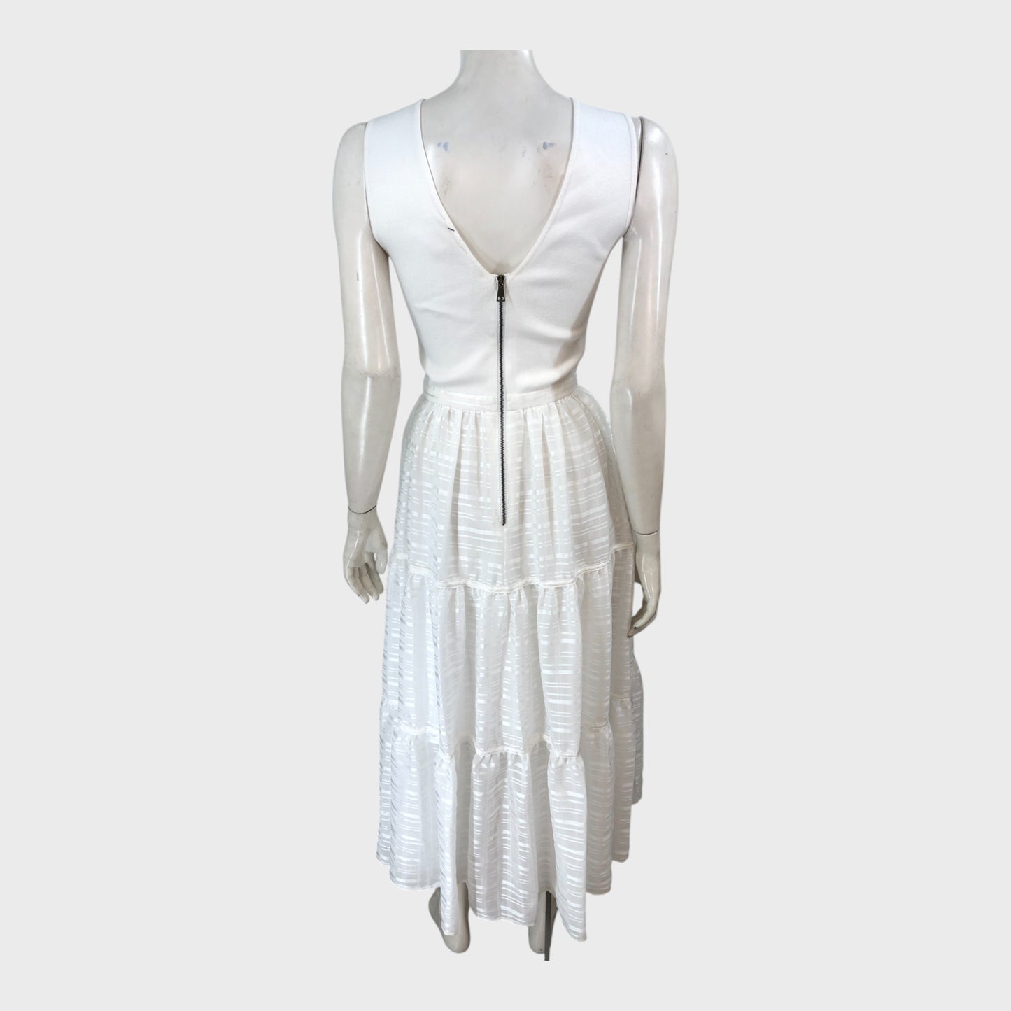Ted Baker Ivory Knit Bodice Midi Dress - Size 8