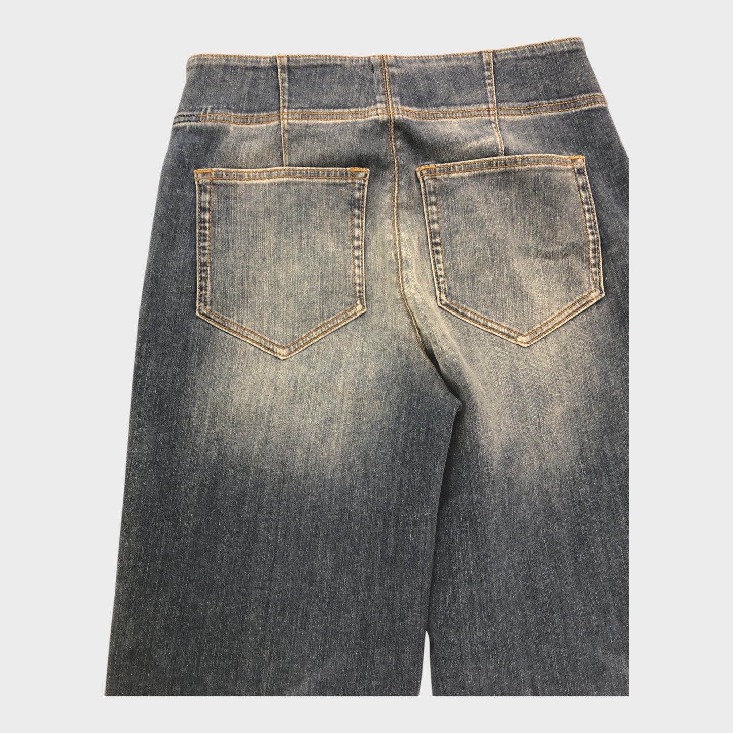 Branded Dark Wash Stretch Palazzo Jeans - Size 8