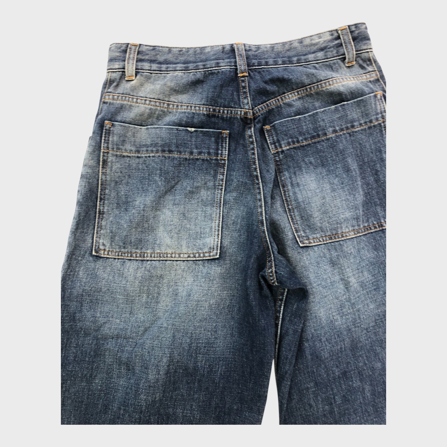 Branded Dark Wash Patch Pocket Jeans - Size 8