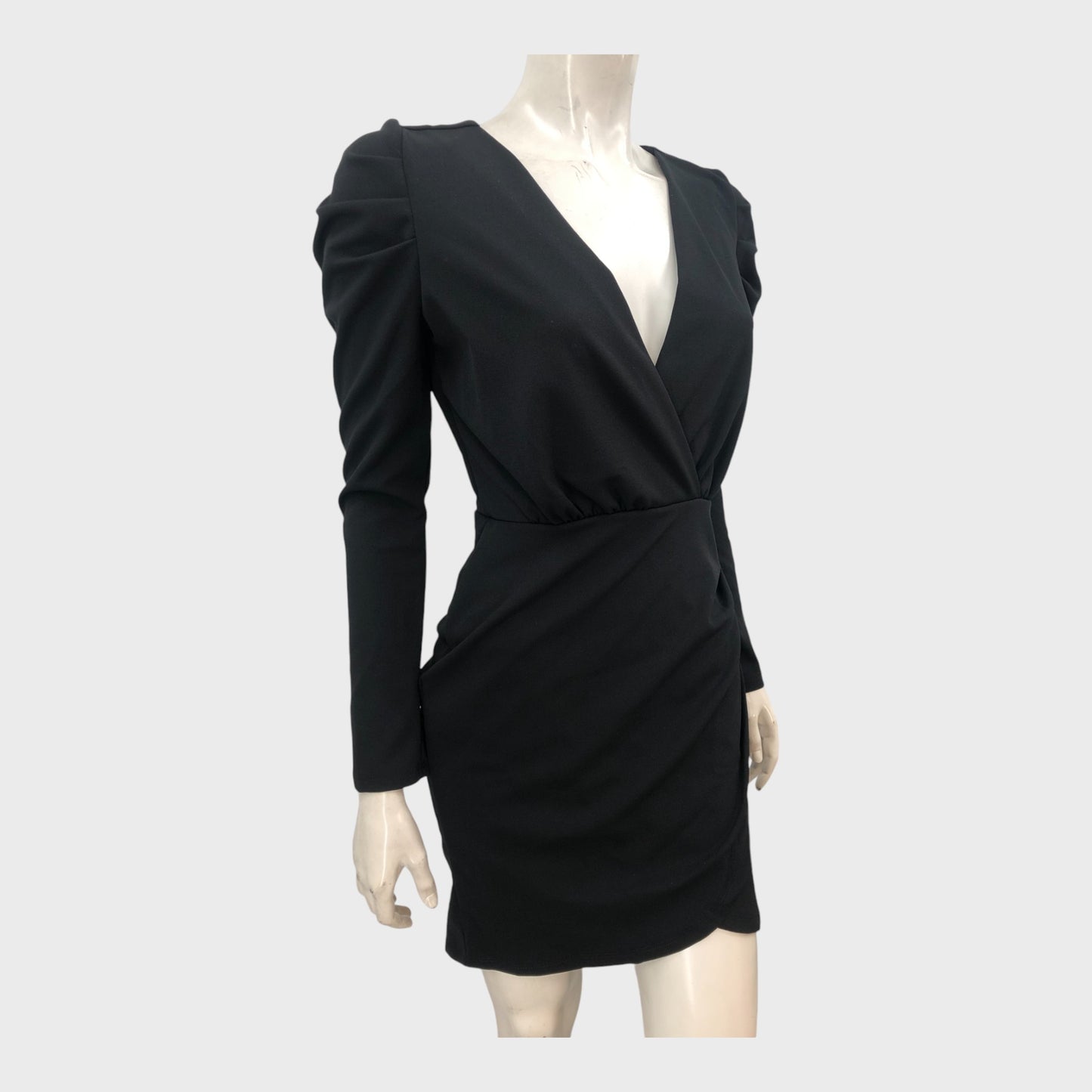 Black Wrap Bodycon Mini Dress