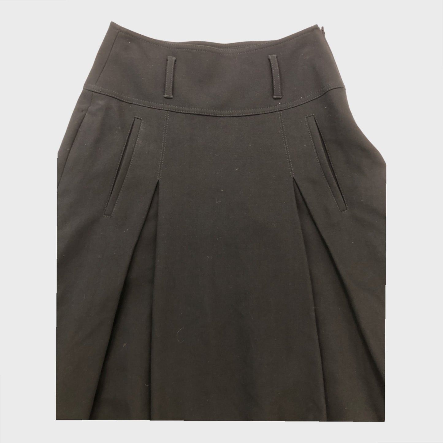 Branded Black Pleated Midi Skirt - Size 8