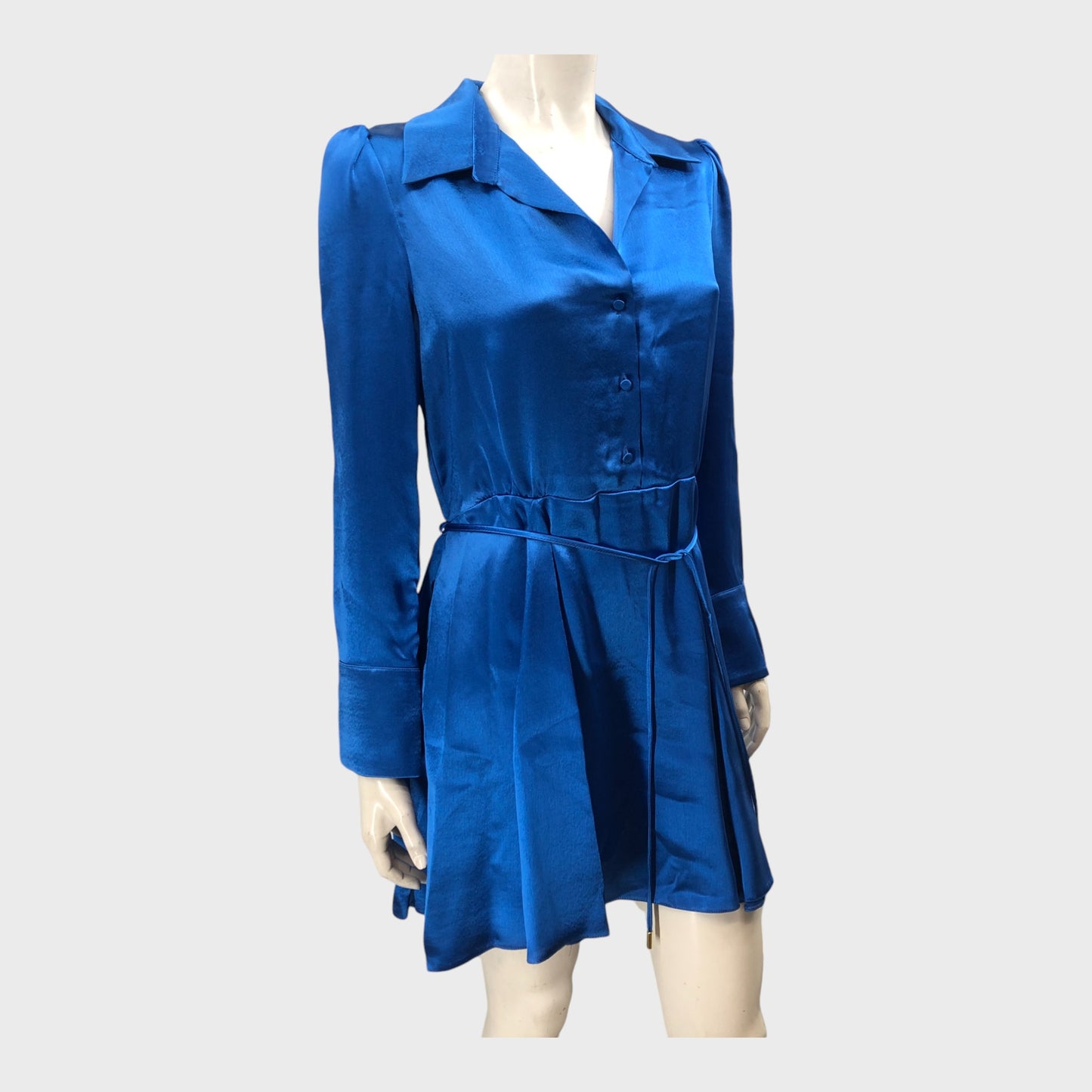 Women's Mini Shirt Satin Tie Dress