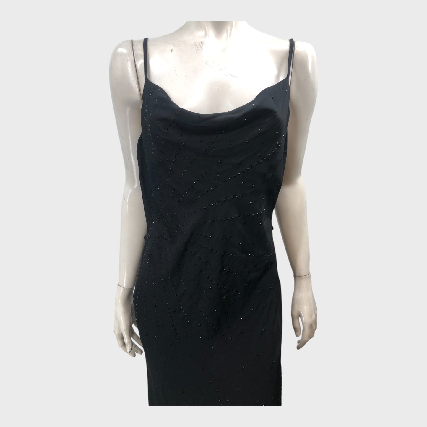 Black  Women's Strap Diamante Dress