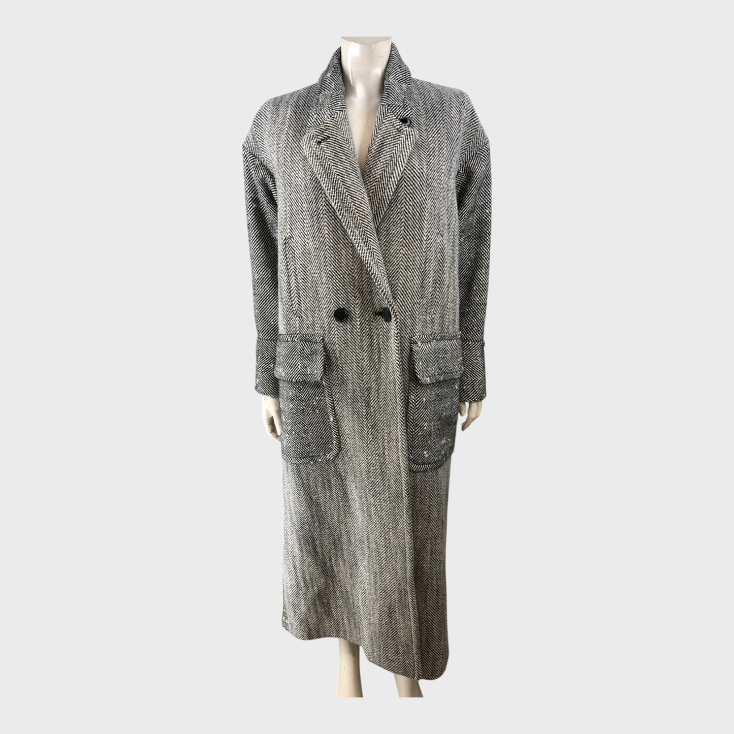 Branded Herringbone Coat - Size 12