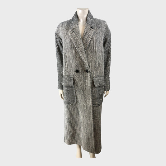 Branded Herringbone Coat - Size 12