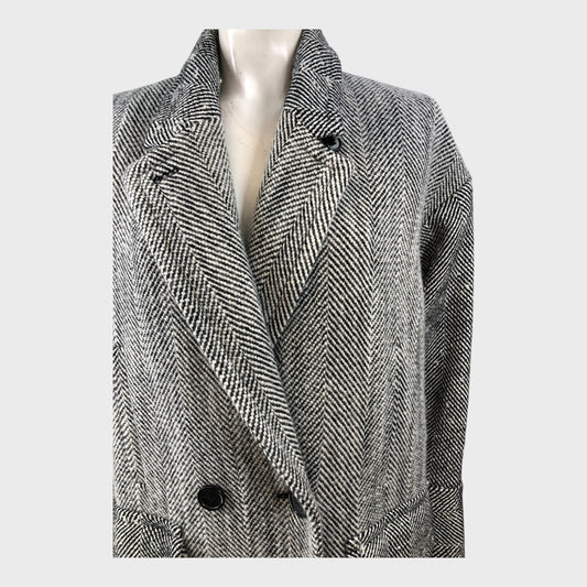 Branded Herringbone Coat - Size 12