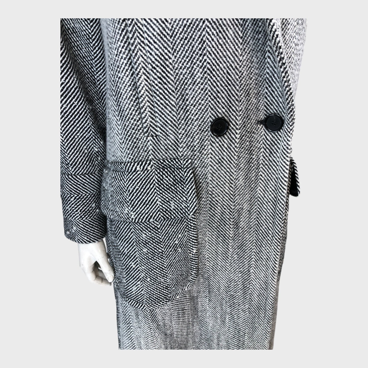 Branded Herringbone Coat - Size 12