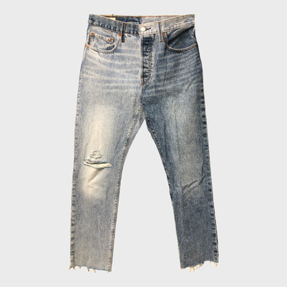 Branded Indigo Two Tone Ripped Jeans