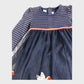 JoJo Maman Bebe Navy Robin Party Dress - 6-12 Months