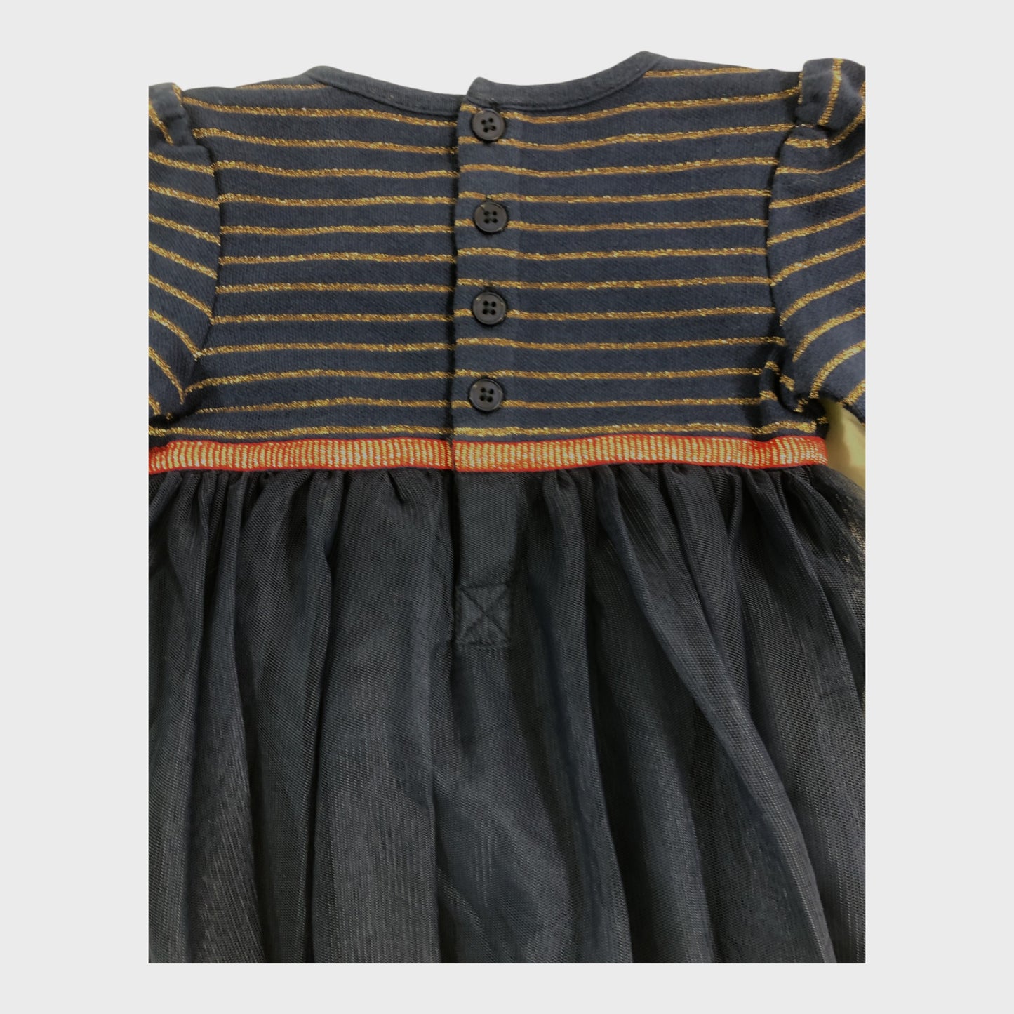JoJo Maman Bebe Navy Robin Party Dress - 6-12 Months