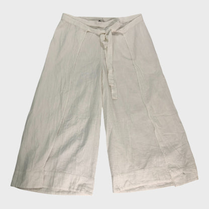Branded White Cheesecloth Wrap Trousers - Size 16