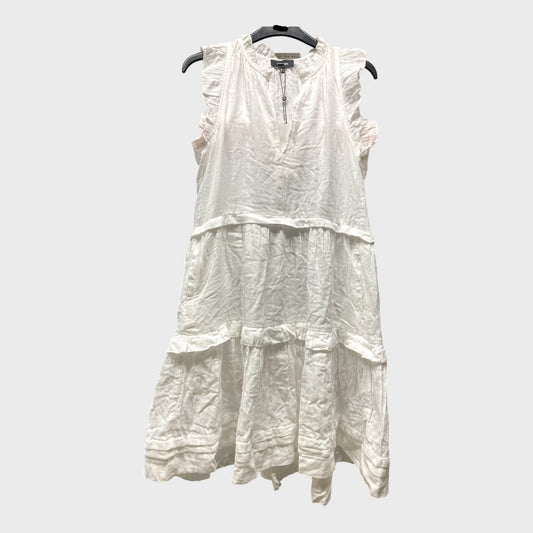 Branded White Cheesecloth Frill Swing Dress