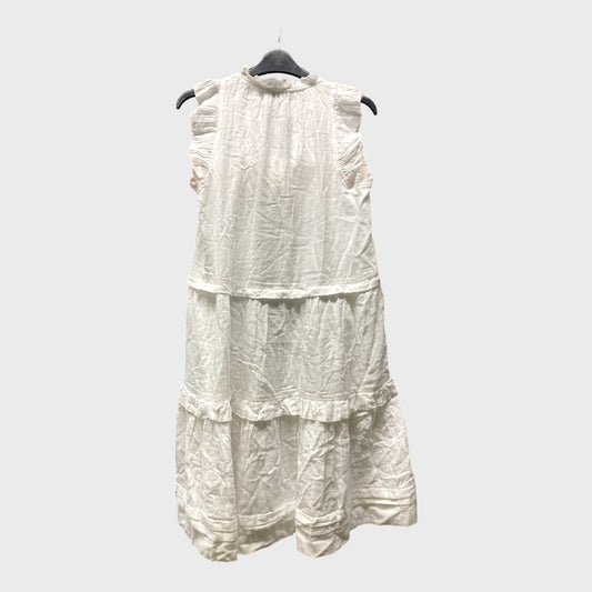 Branded White Cheesecloth Frill Swing Dress